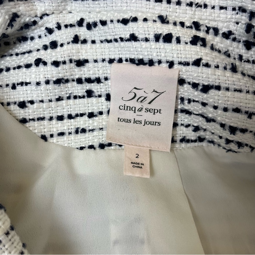 cinq a sept Black and White Tweed Rosette Blazer - Picture 7 of 8